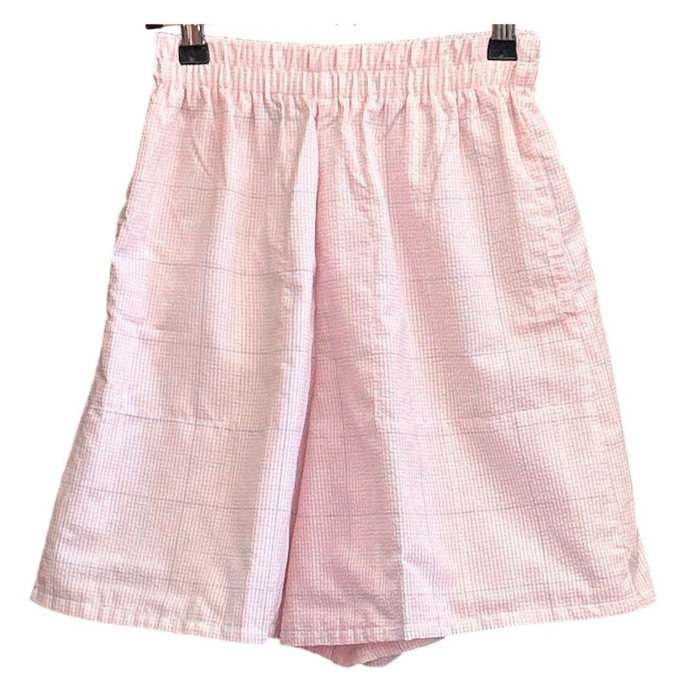 90s Cabin Creek Seersucker Plaid Shorts Grandmacore Coastal Grandmother Pink S